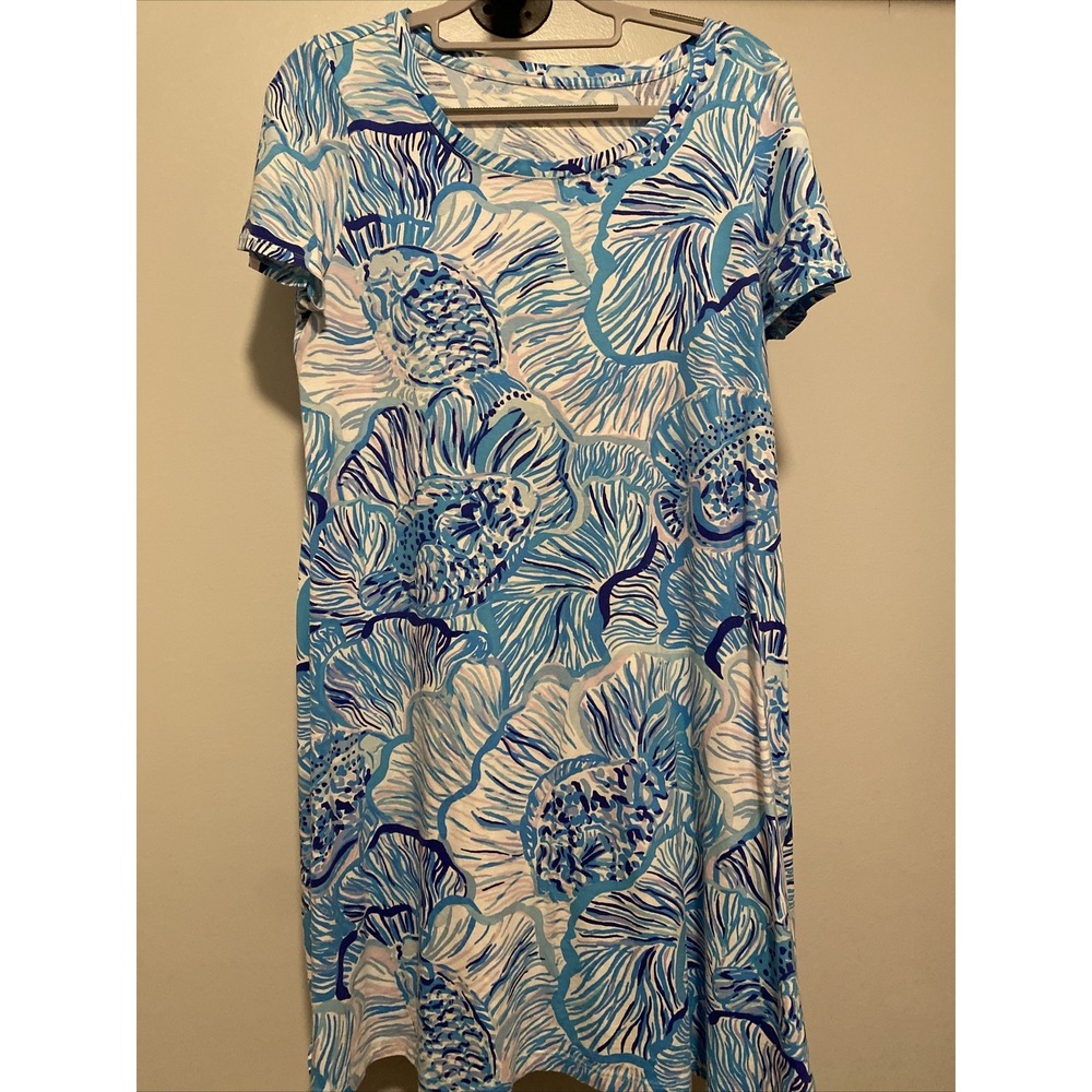 Lilly Pulitzer Cody Short Sleeve Swing Dress Blue Fishful Thinking Size Medium